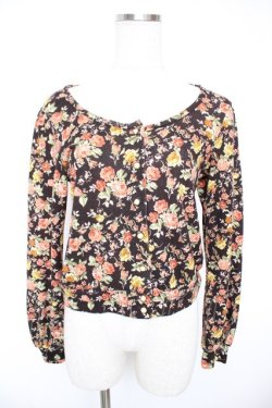 画像1: Blue rouge / 花柄カーディガン  ブラウン Y-25-12-23-064-CA-TO-SZ-ZY