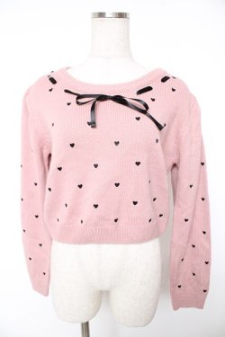 画像1: evelyn / ハート刺繍ニット  ピンク Y-25-12-23-073-LO-TO-SZ-ZY