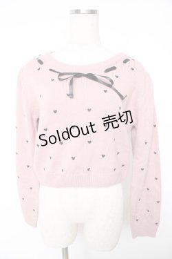 画像1: evelyn / ハート刺繍ニット  ピンク Y-25-12-23-073-LO-TO-SZ-ZS