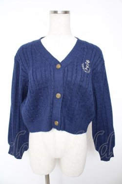 画像1: F i.n.t / モノグラムロゴ刺繍ケーブルニットカーディガン F ネイビー Y-25-12-23-074-CA-TO-SZ-ZY