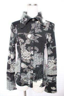 画像1: Ozz On / 和柄ウール襟付きシャツ  黒 Y-25-12-23-087-OO-TO-SZ-ZY