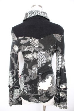 画像2: Ozz On / 和柄ウール襟付きシャツ  黒 Y-25-12-23-087-OO-TO-SZ-ZY