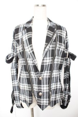 画像1: ALGONQUINS / チェックジャケット  黒×白 Y-25-12-23-088-AL-JA-SZ-ZY