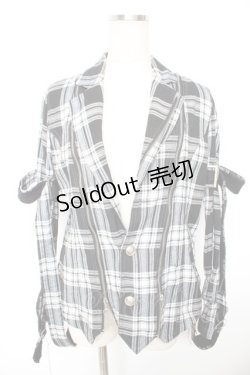 画像1: ALGONQUINS / チェックジャケット  黒×白 Y-25-12-23-088-AL-JA-SZ-ZY