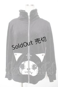 HANGRY&ANGRY / お顔ポケットドットフリースパーカー  黒 Y-25-12-23-089-HN-TO-SZ-ZY