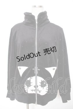 画像1: HANGRY&ANGRY / お顔ポケットドットフリースパーカー  黒 Y-25-12-23-089-HN-TO-SZ-ZY