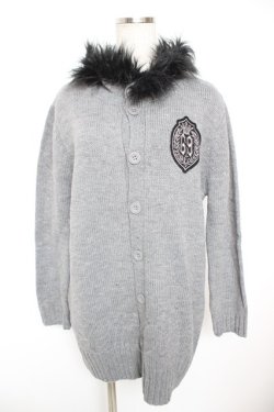 画像1: ALGONQUINS / ワッペン付きファーニットカーディガン F グレー Y-25-12-23-090-AL-TO-SZ-ZY