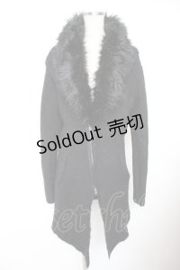 CIVARIZE / ファー付き接結ニットガウン 46 黒 Y-25-12-23-091-GO-TO-AS-ZY