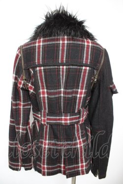 画像2: ALGONQUINS / ファー襟タータンライダースジャケット F 黒 Y-25-12-23-094-AL-JA-SZ-ZY