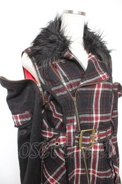 画像3: ALGONQUINS / ファー襟タータンライダースジャケット F 黒 Y-25-12-23-094-AL-JA-SZ-ZY