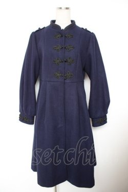 画像1: axes femme / チャイナ釦フレアラインコート  紺 Y-25-12-23-097-AX-CO-SZ-ZY