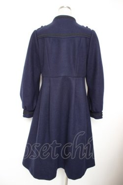 画像2: axes femme / チャイナ釦フレアラインコート  紺 Y-25-12-23-097-AX-CO-SZ-ZY