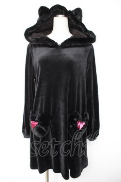 画像1: Amavel / ふわふわこねこのAラインワンピース F ブラック Y-25-12-23-099-CA-OP-SZ-ZY