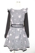 LIZ LISA / 千鳥花柄ワンピース 0 黒 Y-25-12-23-108-LO-OP-SZ-ZY