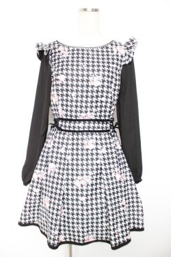 画像1: LIZ LISA / 千鳥花柄ワンピース 0 黒 Y-25-12-23-108-LO-OP-SZ-ZY