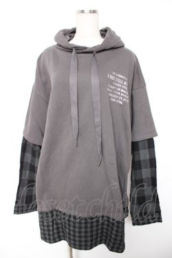 画像1: Candy Stripper / LOGO LAYERED HOODIE 2 グレー Y-25-12-23-109-PU-OP-SZ-ZY
