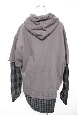 画像2: Candy Stripper / LOGO LAYERED HOODIE 2 グレー Y-25-12-23-109-PU-OP-SZ-ZY