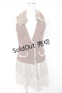 axes femme / ファー付きジレ M チャ Y-25-12-23-112-AX-TO-SZ-ZY