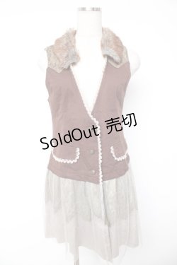 画像1: axes femme / ファー付きジレ M チャ Y-25-12-23-112-AX-TO-SZ-ZY