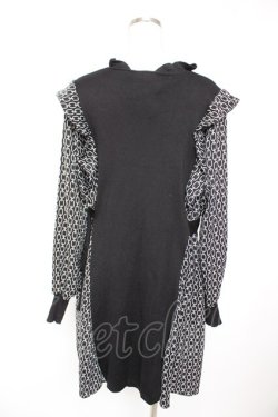 画像2: axes femme / 柄切替ニットワンピ  黒 Y-25-12-23-116-AX-OP-SZ-ZY