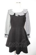 evelyn / フリルカラーワンピース  黒 Y-25-12-23-118-LO-OP-SZ-ZY