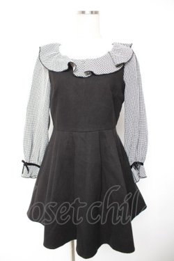 画像1: evelyn / フリルカラーワンピース  黒 Y-25-12-23-118-LO-OP-SZ-ZY