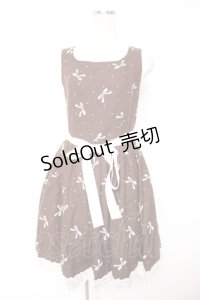 KATHARSIS / リボン柄ワンピース  茶 Y-25-12-23-120-LO-OP-SZ-ZY