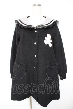 画像1: Ank Rouge / くまボアアップリケAラインセーラーブルゾンコート M 黒 Y-25-12-23-125-CA-CO-SZ-ZY