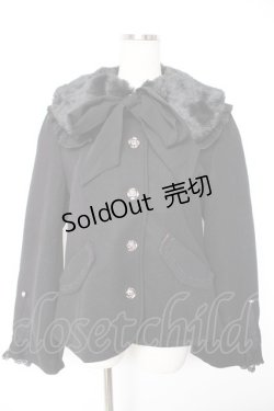 画像1: axes femme / ファー襟付編上ショートコート  黒 Y-25-12-23-128-AX-CO-SZ-ZY