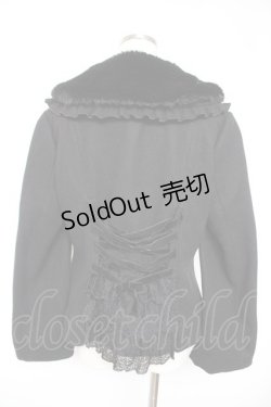 画像2: axes femme / ファー襟付編上ショートコート  黒 Y-25-12-23-128-AX-CO-SZ-ZY