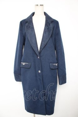画像1: axes femme / レース襟チェスターコート M 紺 Y-25-12-23-130-AX-CO-SZ-ZY