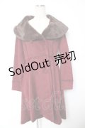 axes femme / ファーショールカラー付コート  ワイン Y-25-12-23-133-AX-CO-SZ-ZS