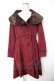 画像1: axes femme / ファーショールカラー付コート  ワイン Y-25-12-23-133-AX-CO-SZ-ZY (1)