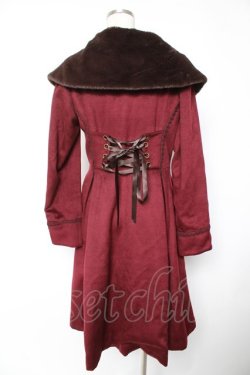 画像2: axes femme / ファーショールカラー付コート  ワイン Y-25-12-23-133-AX-CO-SZ-ZY