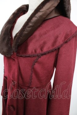 画像3: axes femme / ファーショールカラー付コート  ワイン Y-25-12-23-133-AX-CO-SZ-ZY