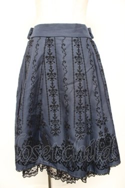 画像1: axes femme / リボン付フロッキーptスカート  紺 Y-25-12-23-142-AX-SK-SZ-ZY