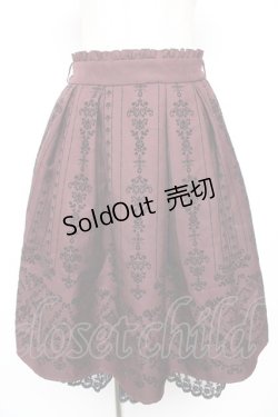 画像1: axes femme / 花フロッキープリントスカート M ワイン Y-25-12-23-143-AX-SK-SZ-ZY