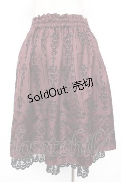 画像2: axes femme / 花フロッキープリントスカート M ワイン Y-25-12-23-143-AX-SK-SZ-ZY