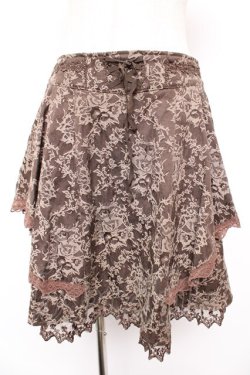 画像1: axes femme / イレギュラーフリルジャガードスカート  ブラウン Y-25-12-23-145-AX-SK-SZ-ZY