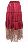 axes femme / 裾レースティアードスカート M ワイン Y-25-12-23-147-AX-SK-SZ-ZS