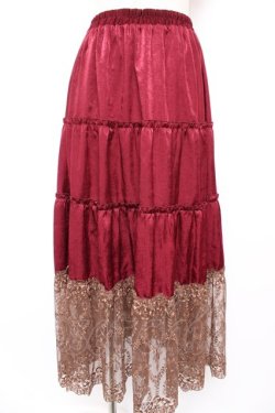 画像1: axes femme / 裾レースティアードスカート M ワイン Y-25-12-23-147-AX-SK-SZ-ZY