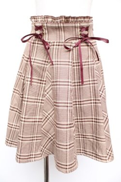 画像1: Amavel / Wレースアップはぎフレアスカート F ブラウン Y-25-12-23-148-CA-SK-SZ-ZY