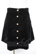 Ank Rouge / パールボタンベロアフレアスカート M 黒 Y-25-12-23-149-CA-SK-SZ-ZY