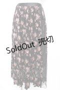 axes femme / 花柄ベロアプリーツスカート M 黒 Y-25-12-23-154-AX-SK-SZ-ZS