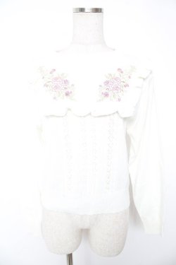 画像1: axes femme / バラ刺繍ブロッキングニット M 生成り Y-25-12-23-016-AX-TO-SZ-ZY