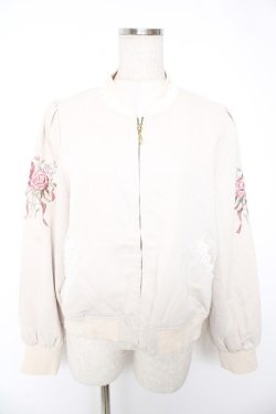 画像1: axes femme POETIQUE / 薔薇刺繍ブルゾン M ベージュ Y-25-12-23-017-AX-JA-SZ-ZY