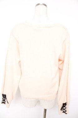 画像2: axes femme / ディテクティブ刺繍ニットカーディガン  生成り Y-25-12-23-018-AX-TO-SZ-ZY