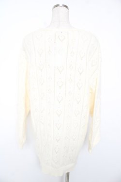 画像2: axes femme POETIQUE / ハート透かし編みニットカーディガン M 生成り Y-25-12-23-020-AX-TO-SZ-ZY