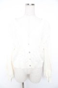 axes femme / 透かし編みニットカーディガン F 白 Y-25-12-23-021-AX-TO-SZ-ZY