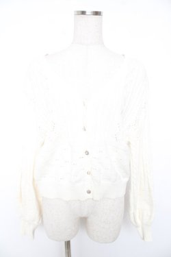 画像1: axes femme / 透かし編みニットカーディガン F 白 Y-25-12-23-021-AX-TO-SZ-ZY